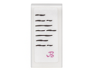 Tile 1 x 2 with Note with Black Scribbles and Dark Pink Script Capital Letter B Pattern (Sticker) - Set 41067