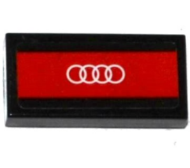 Tile 1 x 2 with White Audi Logo on Red Background Pattern (Sticker) - Set 75873