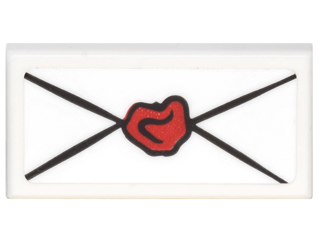 Tile 1 x 2 with Envelope with Red Wax Seal  Pattern (Sticker) - Set 76060