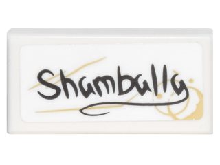 Tile 1 x 2 with Handwritten 'Shamballa' and Coffee Stains Pattern (Sticker) - Set 76060