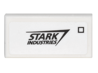 Tile 1 x 2 with Envelope with 'STARK INDUSTRIES' and Black Stamp Square Pattern (Sticker) - Set 76060
