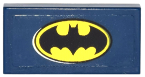 Tile 1 x 2 with Black and Yellow Oval Batman Logo on Transparent Background Pattern (Sticker) - Set 6857