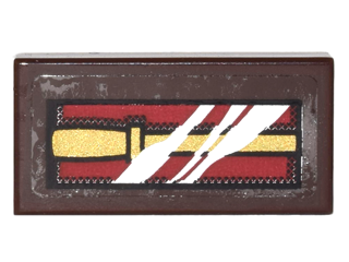 Tile 1 x 2 with Box with Gold Wand on Dark Red Background with Reflection Pattern (Sticker) - Set 10217