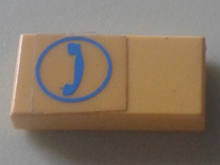 Tile 1 x 2 with Blue Telephone Receiver in Circle on Left End Pattern (Sticker) - Set 1589-2