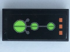 Tile 1 x 2 with Orange Lights and Lime Circuit Pattern (Sticker) - Set 7645