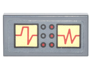 Tile 1 x 2 with Red and Tan Level Displays and Black and Red Buttons Pattern (Sticker) - Set 71242