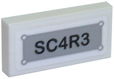 Tile 1 x 2 with 'SC4R3' Pattern (Sticker) - Set 70910