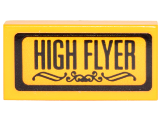 Tile 1 x 2 with Black Border, Scrollwork and 'HIGH FLYER' Pattern (Sticker) - Set 70911