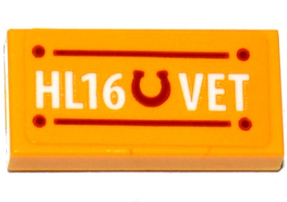 Tile 1 x 2 with Horseshoe and 'HL16 VET' Pattern (Sticker) - Set 41125