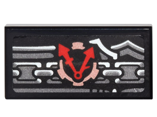 Tile 1 x 2 with Pearl Dark Gray Chain Mail and Clock Pattern (Sticker) - Set 70627