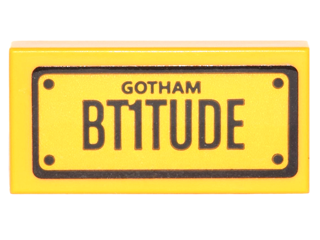 Tile 1 x 2 with Black 'GOTHAM' and 'BT1TUDE' Pattern (Sticker) - Set 70905