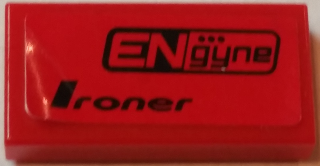 Tile 1 x 2 with 'ENgyne' and 'Ironer' Pattern Model Right Side (Sticker) - Set 8182