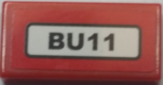 Tile 1 x 2 with 'BU11' Pattern (Sticker) - Set 8182