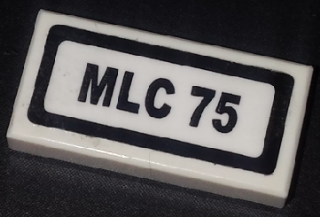 Tile 1 x 2 with Black 'MLC 75' Pattern (Sticker) - Set 40220