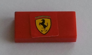 Tile 1 x 2 with Yellow Ferrari Logo Pattern (Sticker) - Set 8144