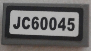 Tile 1 x 2 with Black 'JC60045' Pattern (Sticker) - Set 60045