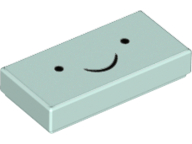 Tile 1 x 2 with Face Black Eyes and Thin Smile Pattern (BMO)