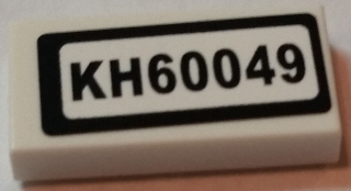 Tile 1 x 2 with Black 'KH60049' Pattern (Sticker) - Set 60049