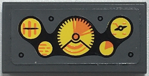 Tile 1 x 2 with Yellow Gauges Pattern (Sticker) - Set 76034