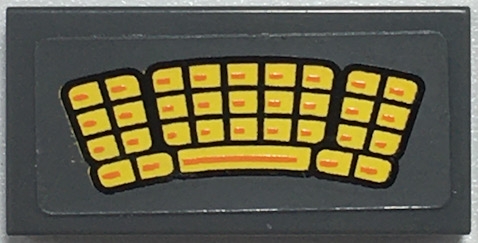 Tile 1 x 2 with Yellow and Orange Curved Keyboard Pattern (Sticker) - Set 76034