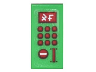 Tile 1 x 2 with Pay Phone Panel with Dark Red Buttons, Ninjago Logogram '45' and Coin Slot Pattern (Sticker) - Set 70620