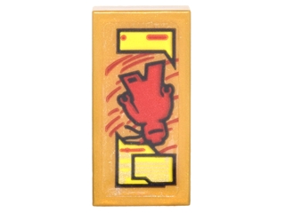 Tile 1 x 2 with Trainer Card with Red Falling Minifigure and Yellow Text Boxes Pattern (Sticker) - Set 70620