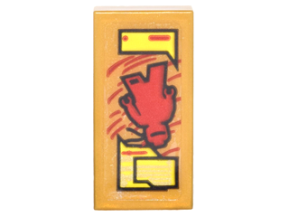 Tile 1 x 2 with Trainer Card with Red Falling Minifigure and Yellow Text Boxes Pattern (Sticker) - Set 70620