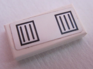 Tile 1 x 2 with Two Black Boxes with 3 Stripes Pattern (Sticker) - Set 8681