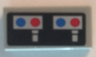 Tile 1 x 2 with Silver Controls and Blue and Red Dots Pattern (Sticker) - Set 10179