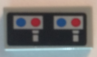 Tile 1 x 2 with Silver Controls and Blue and Red Dots Pattern (Sticker) - Set 10179