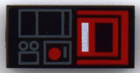 Tile 1 x 2 with Red and Gray Video Recorder Pattern