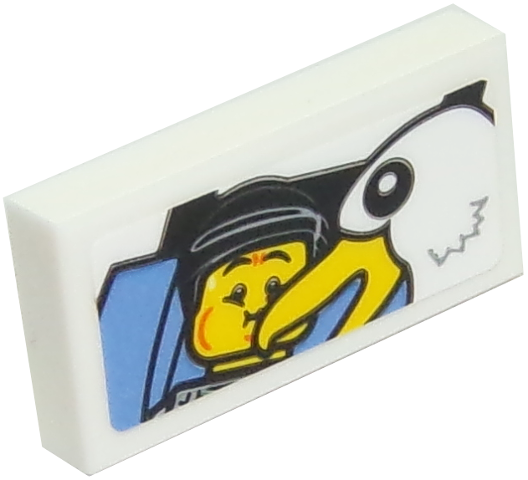 Tile 1 x 2 with Queasy Rider Photo and Photobombing Seagull Pattern (Sticker) - Set 10261