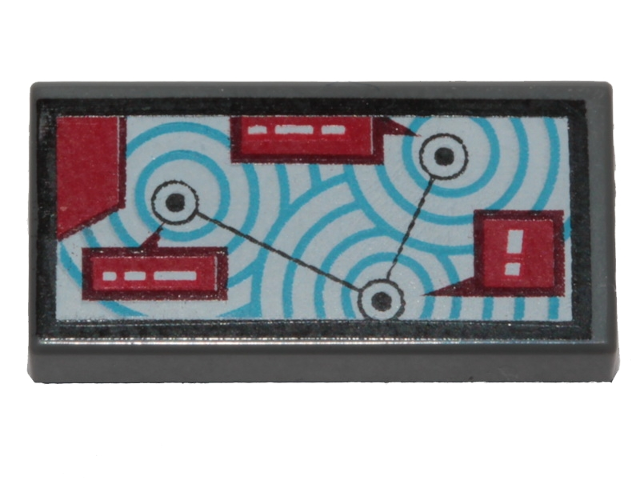 Tile 1 x 2 with Map with Blue Circles Pattern