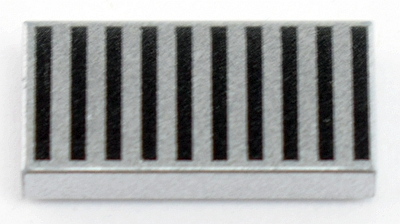 Tile 1 x 2 with Black Grille Pattern - 10 Bars