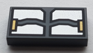 Tile 1 x 2 with Silver Armor Panels, Gold Rectangles Pattern (BrickHeadz Tactical Batman Abdomen)