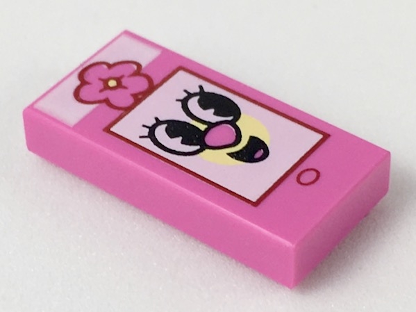 Tile 1 x 2 with PowerPuff Cell Phone / Smartphone with Flower Bow Pattern