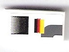 Tile 1 x 2 with Black Air Outlet and Dark Bluish Gray Markings and German Flag Pattern Model Left Side (Sticker) - Set 75876