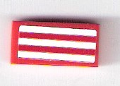 Tile 1 x 2 with Red and White Stripes Pattern (Sticker) - Set 75876
