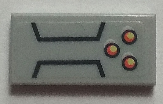 Tile 1 x 2 with Black Lines and 3 Yellow and Orange Dots Pattern (Sticker) - Set 70327