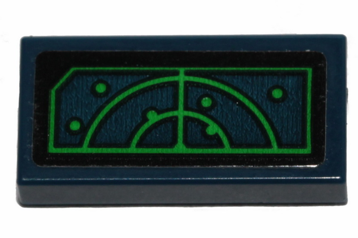 Tile 1 x 2 with Green Radar on Computer Screen Pattern (Sticker) - Set 70826