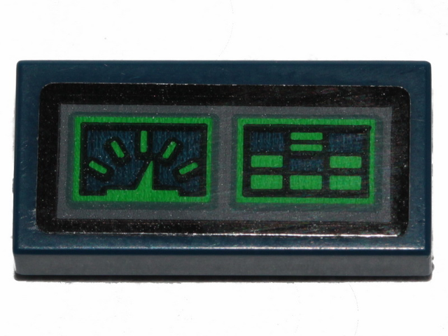 Tile 1 x 2 with Green Gauges Pattern (Sticker) - Set 70826
