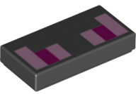 Tile 1 x 2 with Pixelated Bright Pink and Magenta Eyes Pattern (Minecraft Dragon)