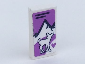 Tile 1 x 2 with Mountain and Deer Pattern (Sticker) - Set 41323