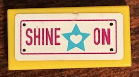 Tile 1 x 2 with 'SHINE ON' and Heart in Star Pattern (Sticker) - Set 41134