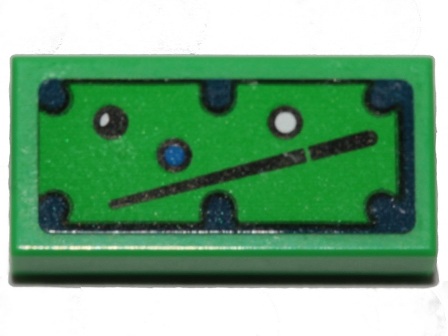 Tile 1 x 2 with Billiards and Cue Stick Pattern (Sticker) - Set 70839