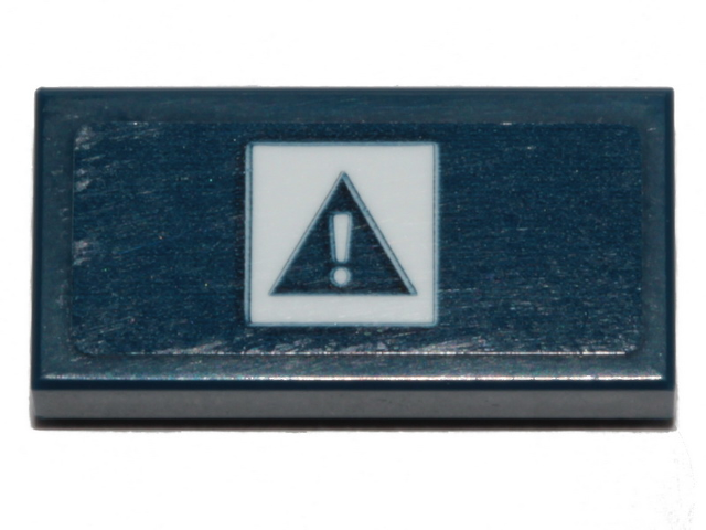 Tile 1 x 2 with White Danger Sign Pattern (Sticker) - Set 70839