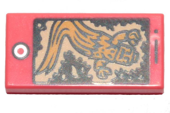 Tile 1 x 2 with Cell Phone / Smartphone and Bright Light Orange Ghost Pattern