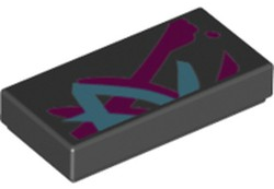 Tile 1 x 2 with Magenta and Medium Azure Markings Pattern