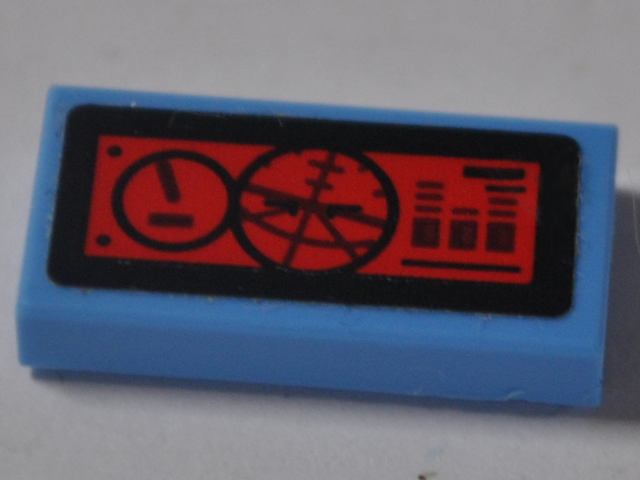 Tile 1 x 2 with Gauge and Artificial Horizon on Black and Red Background Pattern (Sticker) - Set 76049