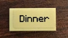 Tile 1 x 2 with 'Dinner' Pattern (Sticker) - Set 21144